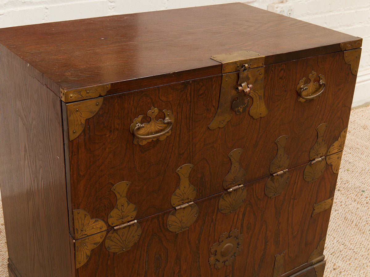 Vintage Korean Bandaji Chest with Brass Mounts