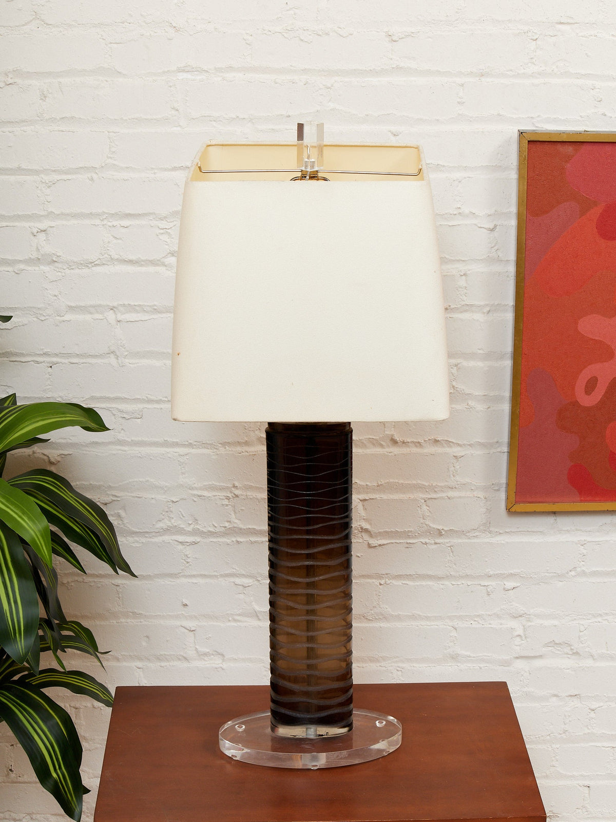 Orbit Lucite and Smoked Acrylic Table Lamp