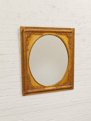 Framed Gold Gilded Vintage Mirror Circle