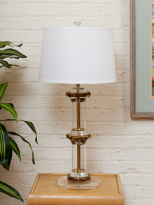 Column Lucite and Chrome Table Lamp