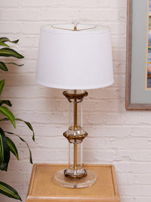 Column Lucite and Chrome Table Lamp