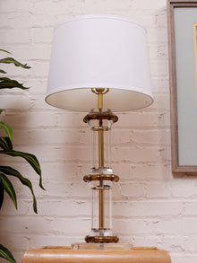 Column Lucite and Chrome Table Lamp