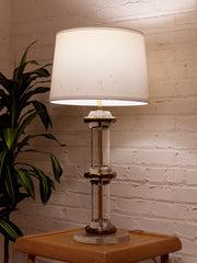 Column Lucite and Chrome Table Lamp