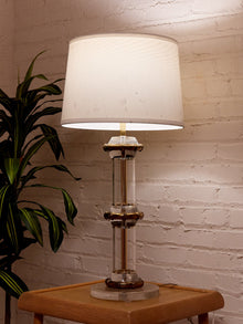 Column Lucite and Chrome Table Lamp