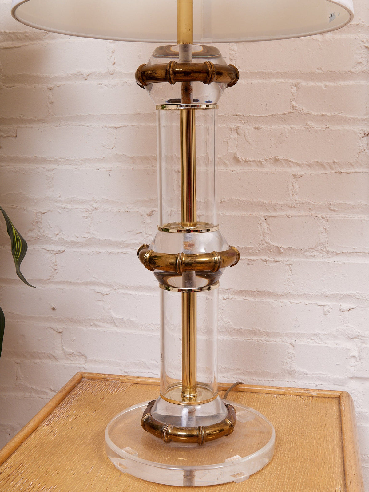 Column Lucite and Chrome Table Lamp
