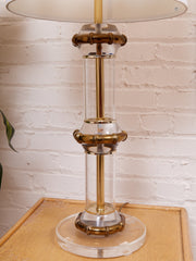Column Lucite and Chrome Table Lamp