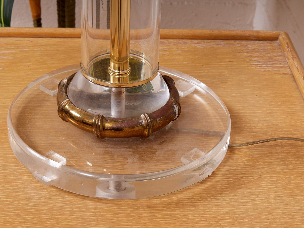 Column Lucite and Chrome Table Lamp