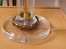 Column Lucite and Chrome Table Lamp
