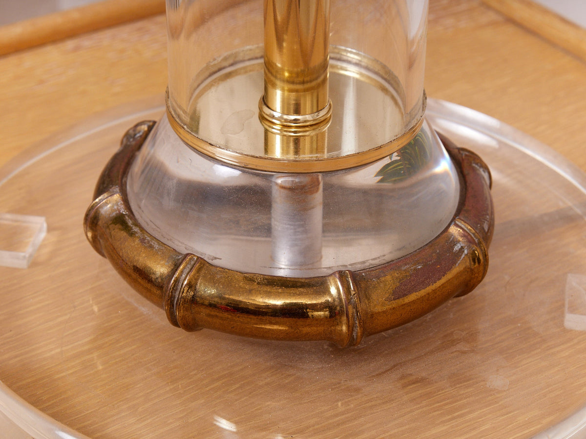 Column Lucite and Chrome Table Lamp