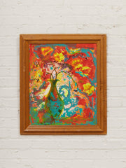Floral Burst Framed Expressionist Still Life Painting