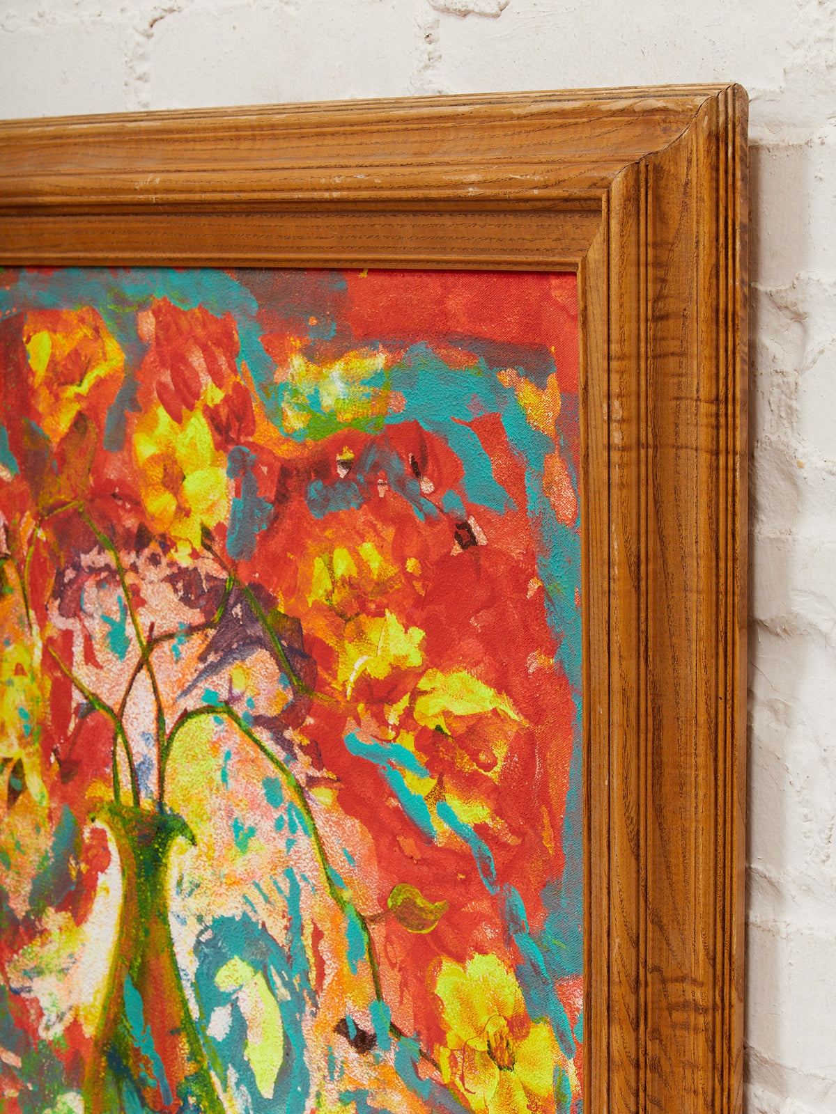 Floral Burst Framed Expressionist Still Life Painting
