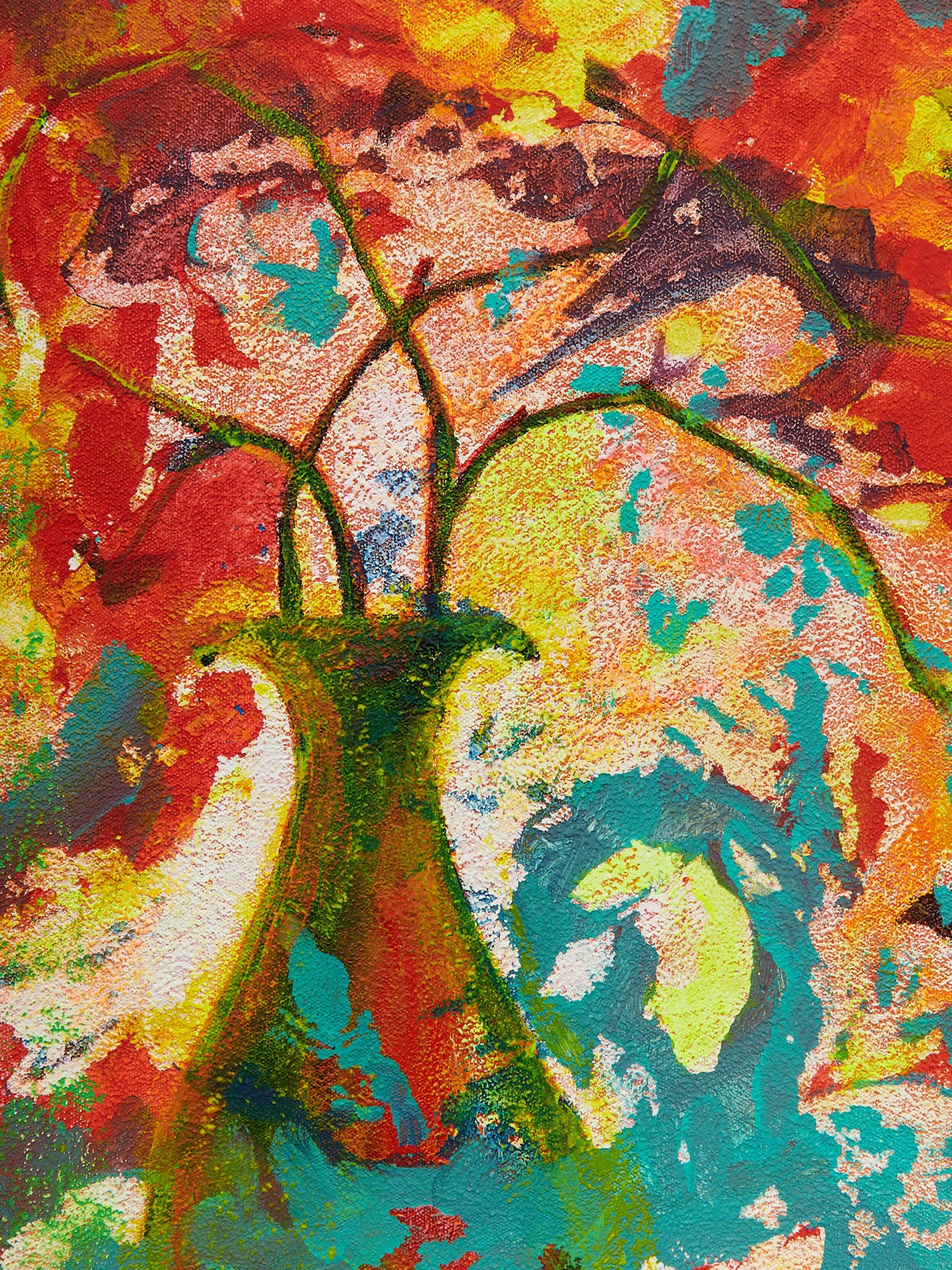Floral Burst Framed Expressionist Still Life Painting