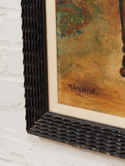 Framed Figurative Painting of Young Boy on Path