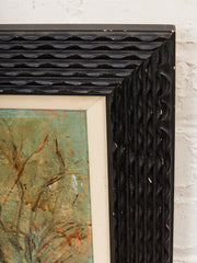 Framed Figurative Painting of Young Boy on Path