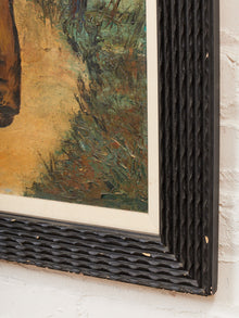 Framed Figurative Painting of Young Boy on Path