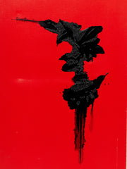Red Monolith Minimalist Abstract Painting in Red and Black