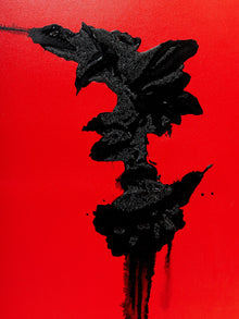 Red Monolith Minimalist Abstract Painting in Red and Black