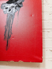 Red Monolith Minimalist Abstract Painting in Red and Black