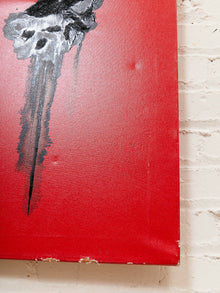 Red Monolith Minimalist Abstract Painting in Red and Black