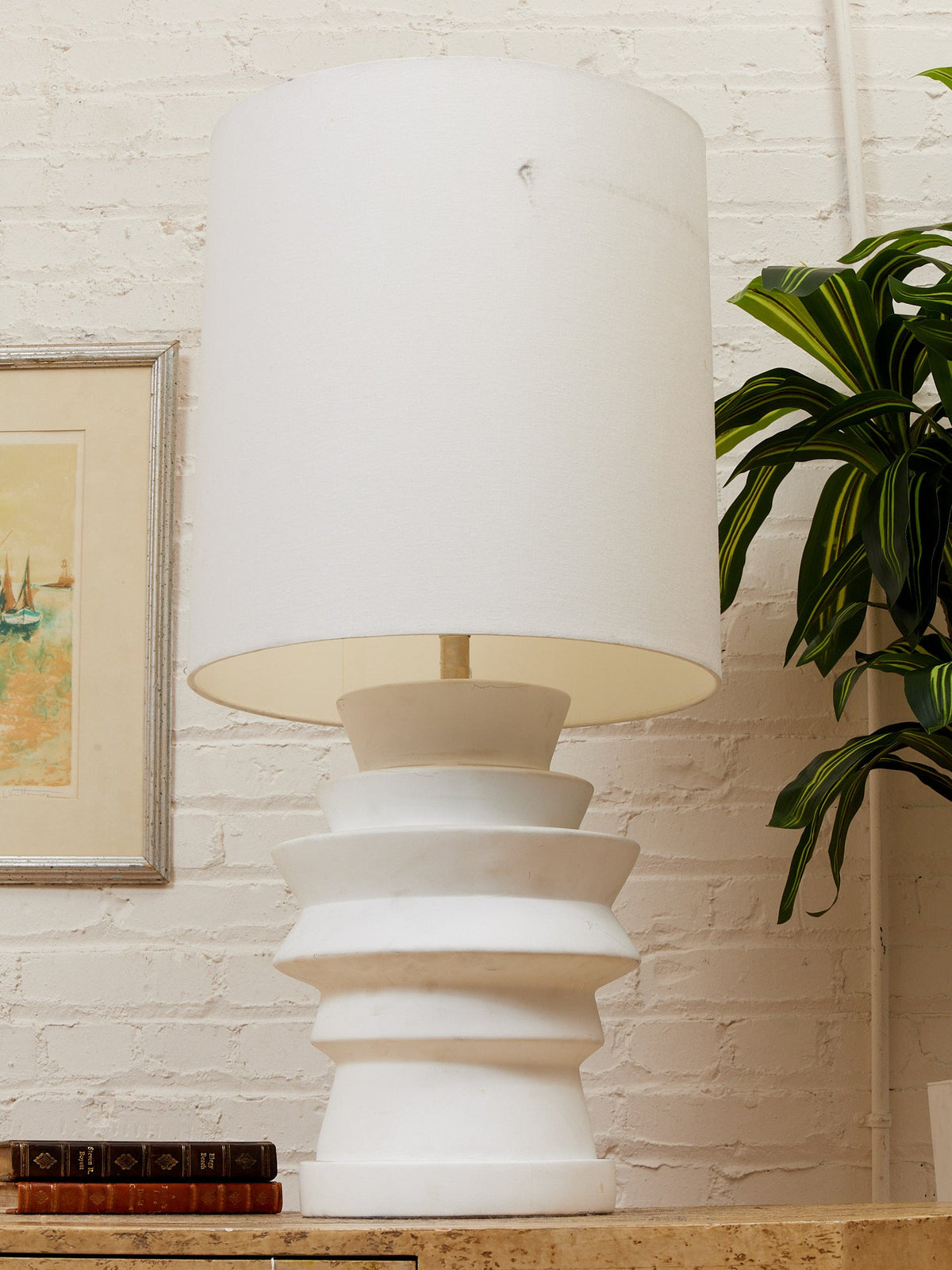 Giant Totem White Sculptural Table Lamp