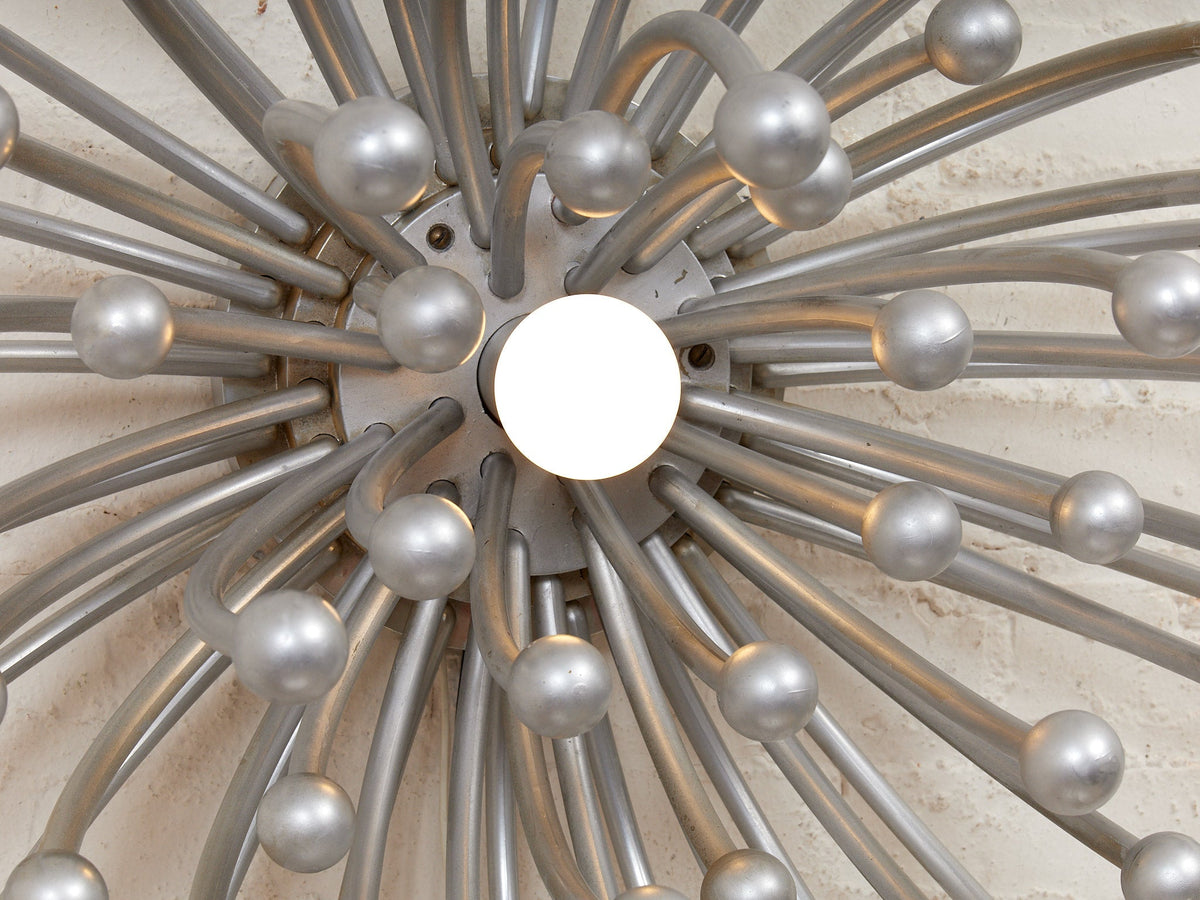 Wall Lamp Sculpture Pistillo Studio Tetrarch for Valenti 1970 Silver Round