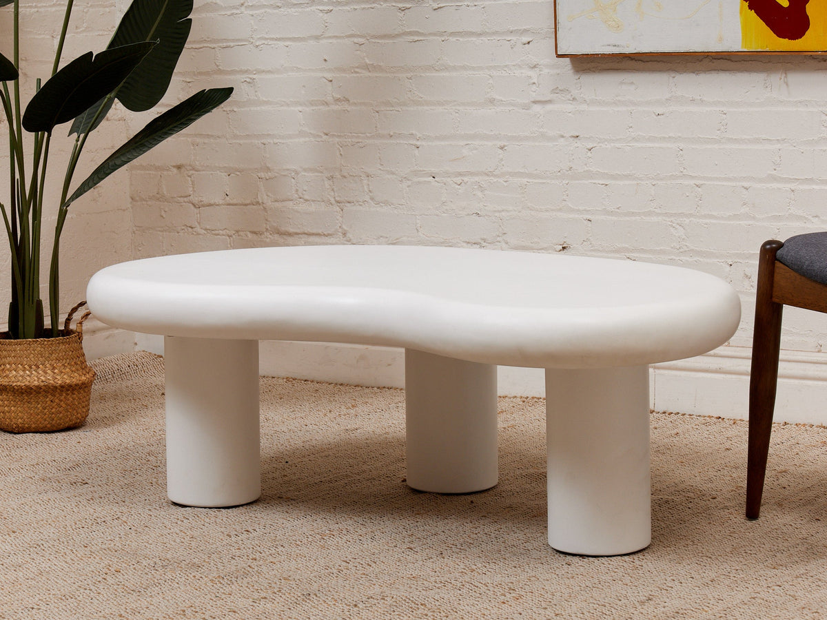 White Concrete Amoeba Coffee Table