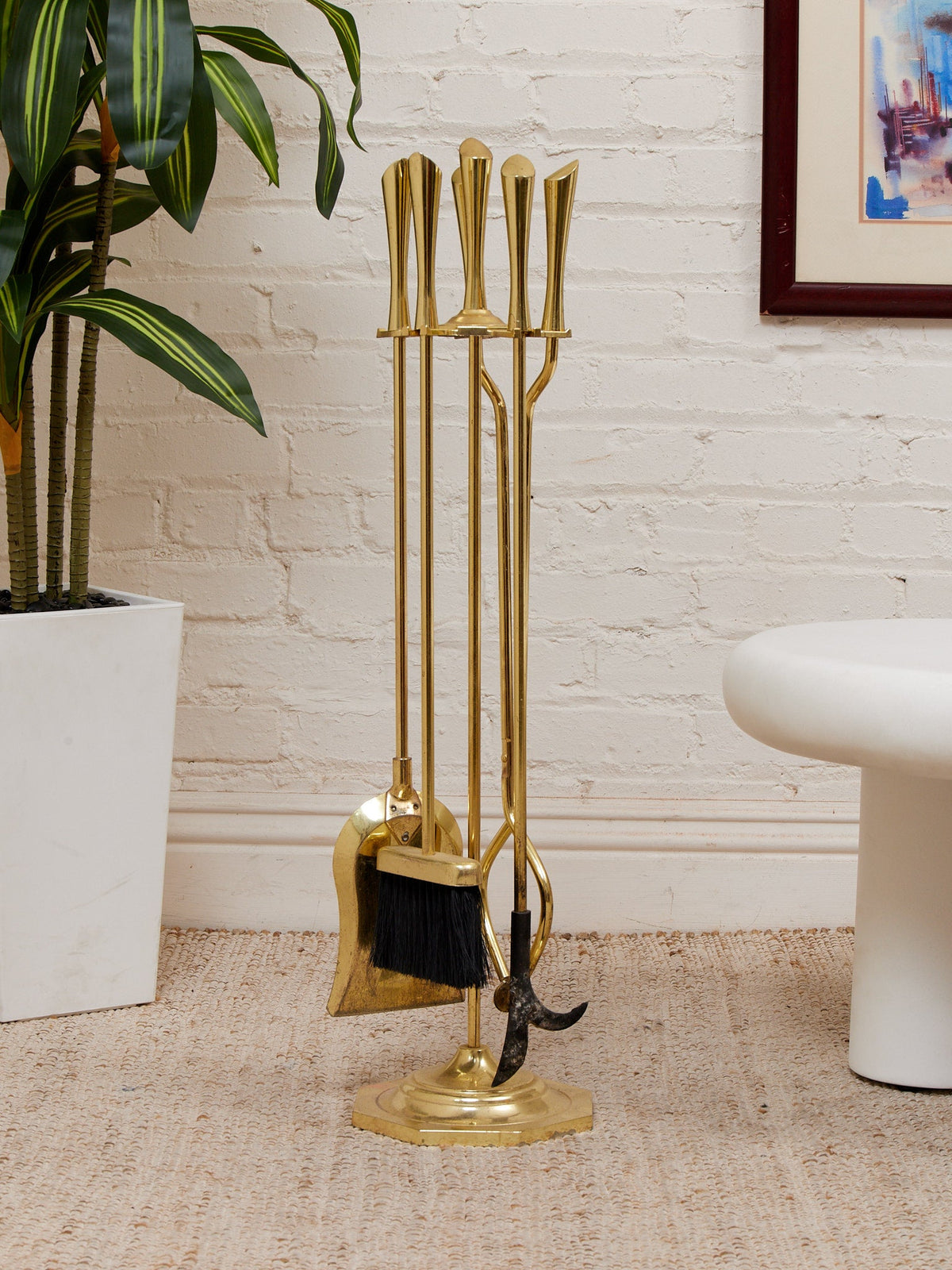 Polished Brass Vintage Fireplace Stand