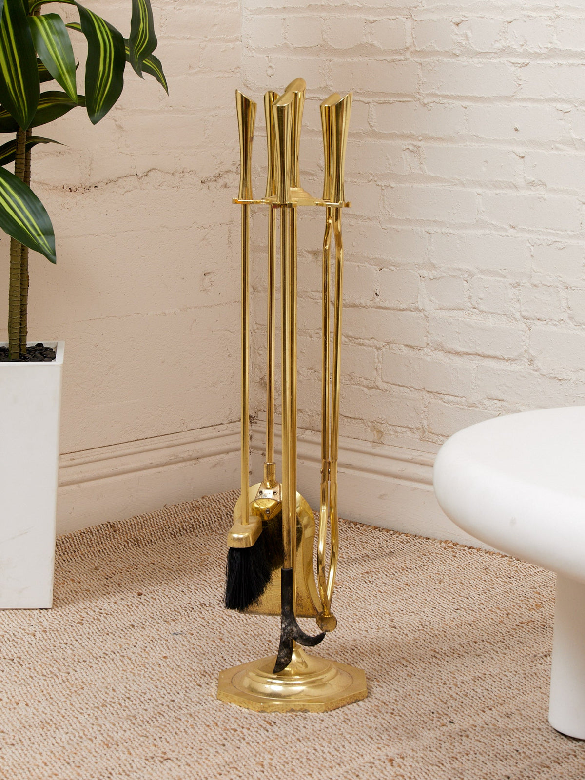 Polished Brass Vintage Fireplace Stand