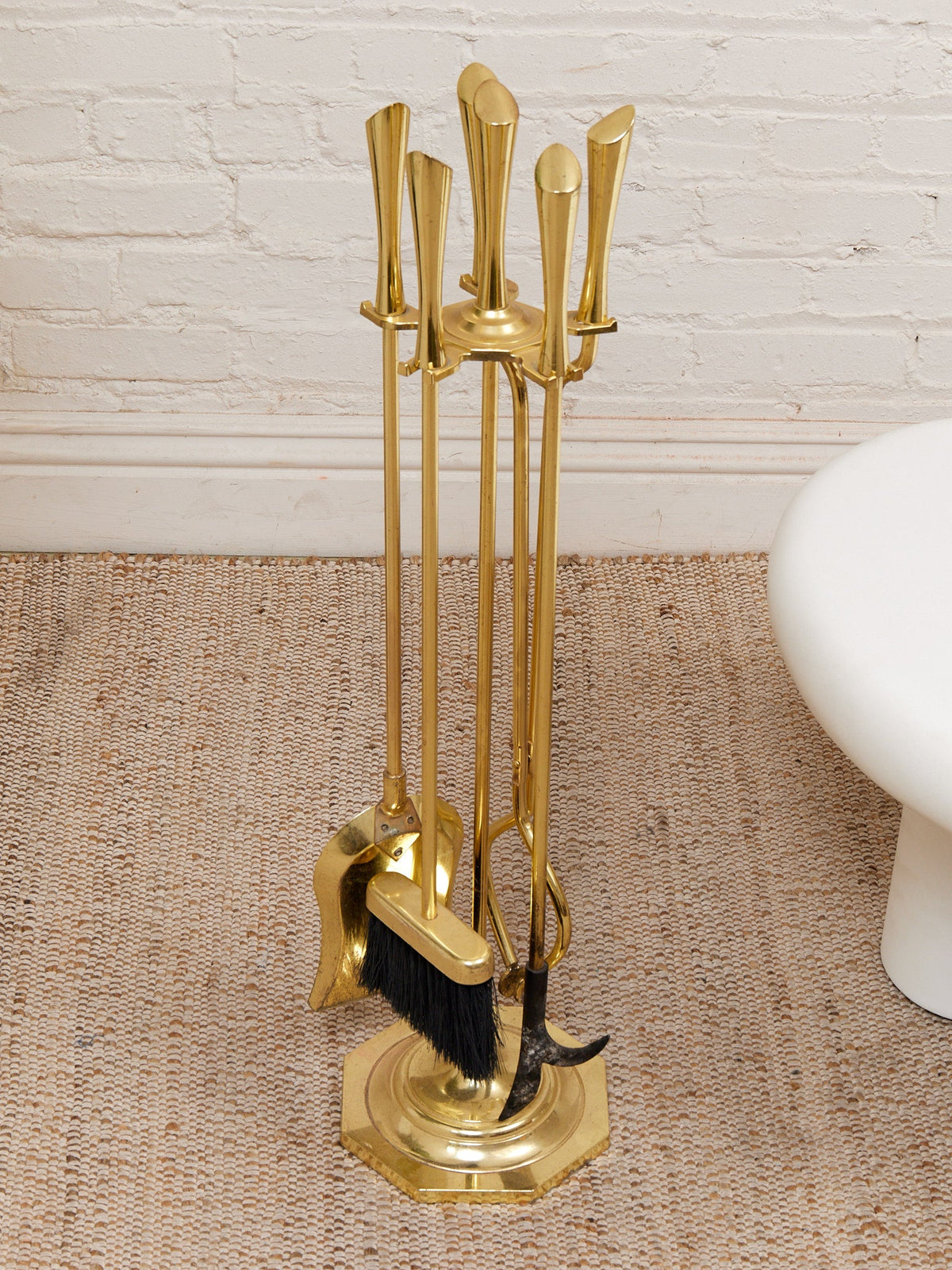 Polished Brass Vintage Fireplace Stand
