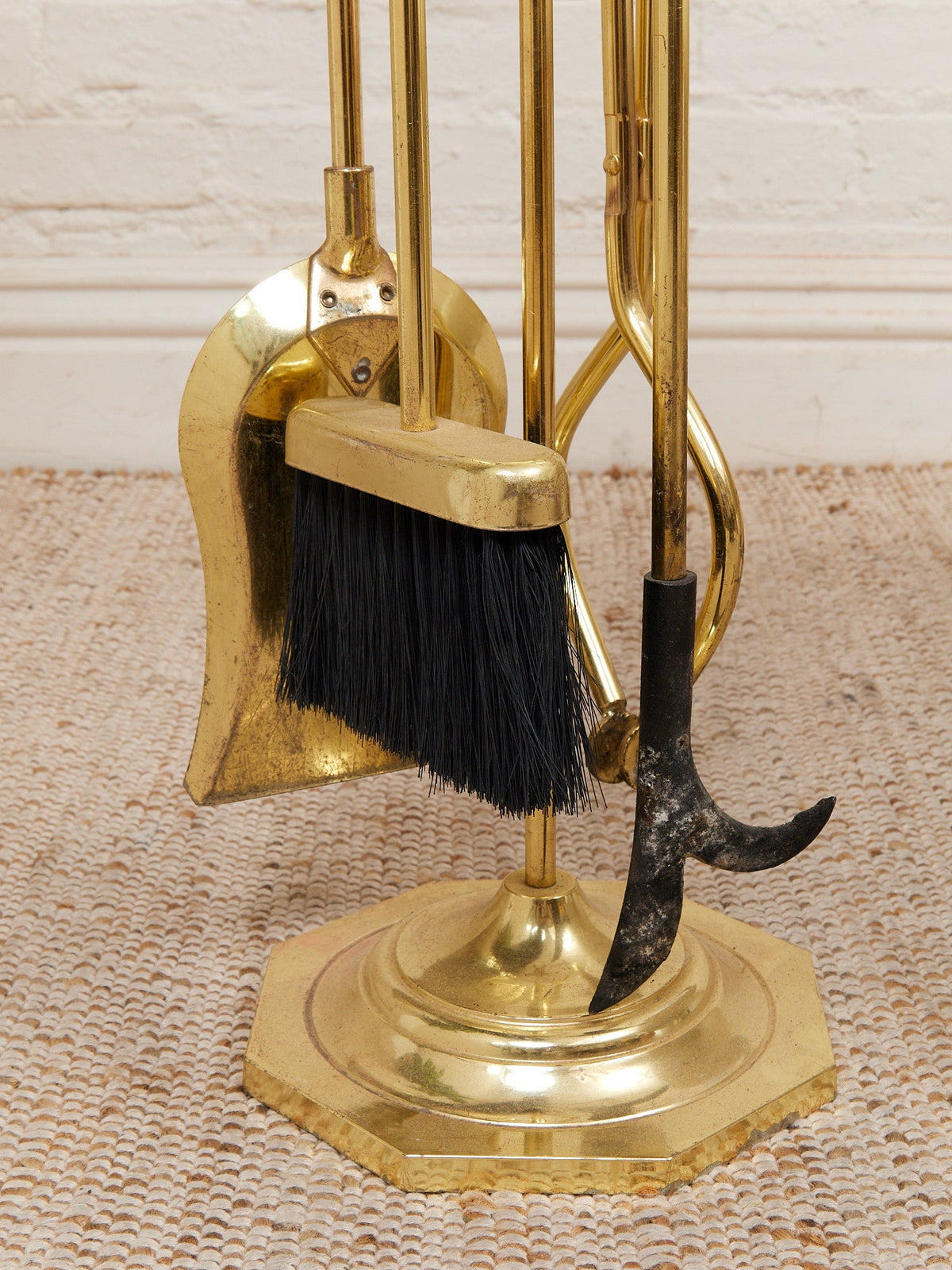 Polished Brass Vintage Fireplace Stand