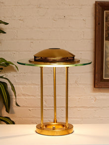 Robert Sonneman "Saturn" Halogen Table Lamp for George Kovacs, C. 1980 — Brass & Glass