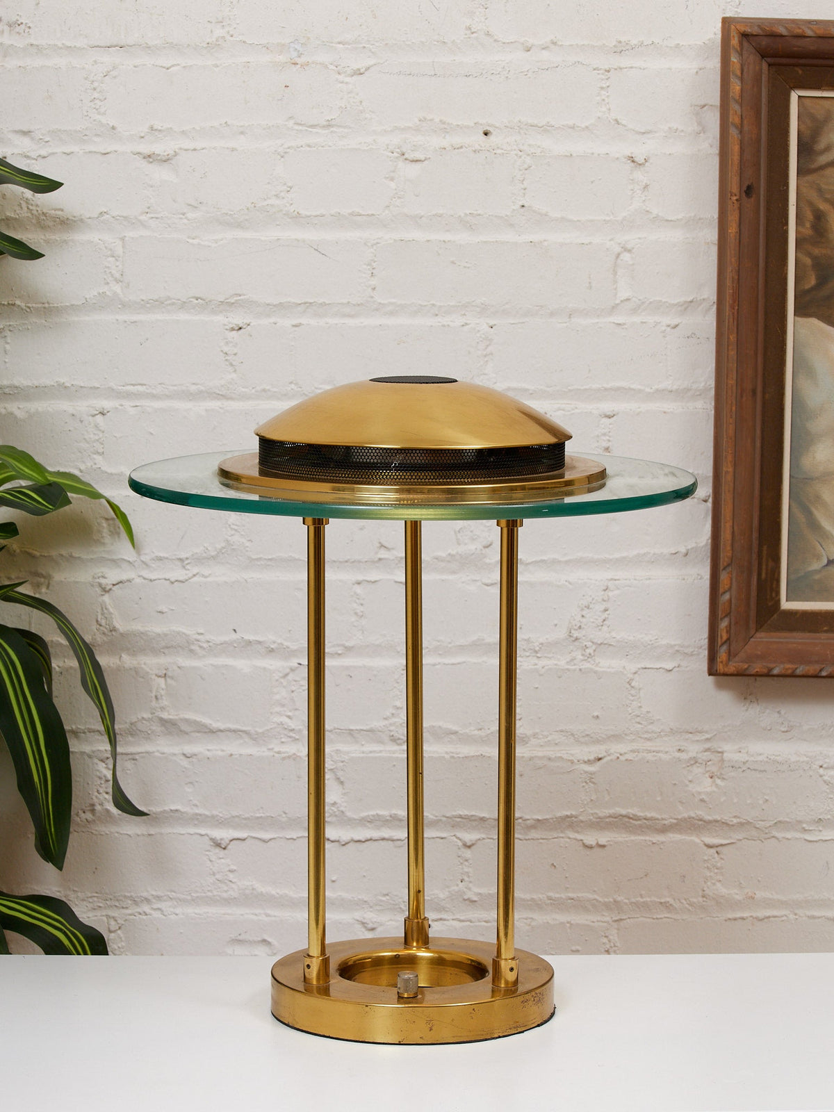 Robert Sonneman "Saturn" Halogen Table Lamp for George Kovacs, C. 1980 — Brass & Glass
