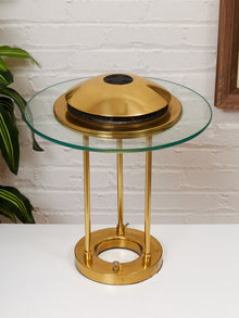 Robert Sonneman "Saturn" Halogen Table Lamp for George Kovacs, C. 1980 — Brass & Glass