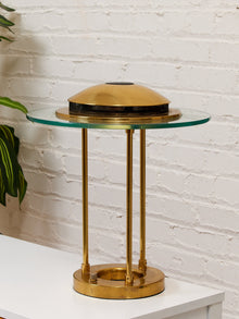 Robert Sonneman "Saturn" Halogen Table Lamp for George Kovacs, C. 1980 — Brass & Glass