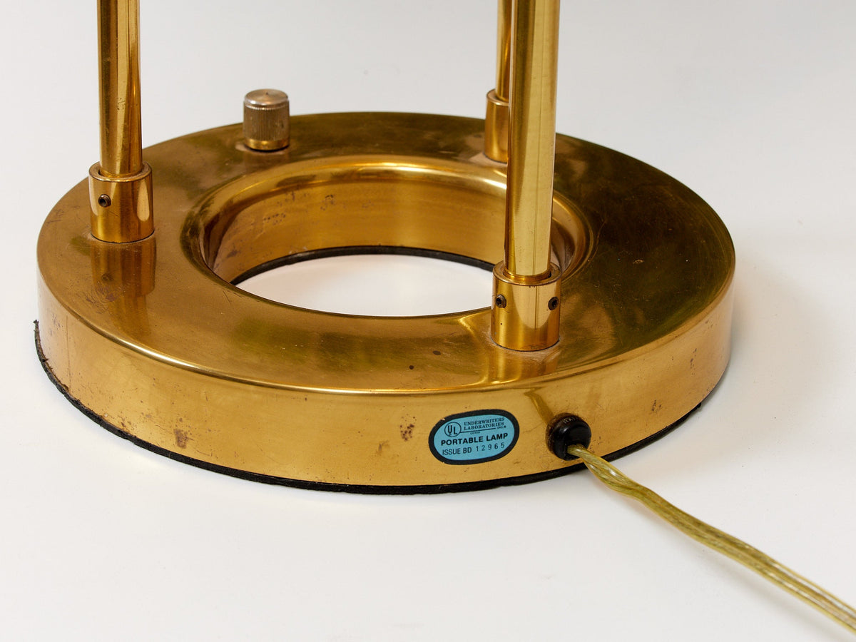 Robert Sonneman "Saturn" Halogen Table Lamp for George Kovacs, C. 1980 — Brass & Glass