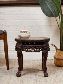 Chinese Rosewood Jardiniere Rouge Marble Center Late 19th Century