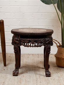 Chinese Rosewood Jardiniere Rouge Marble Center Late 19th Century