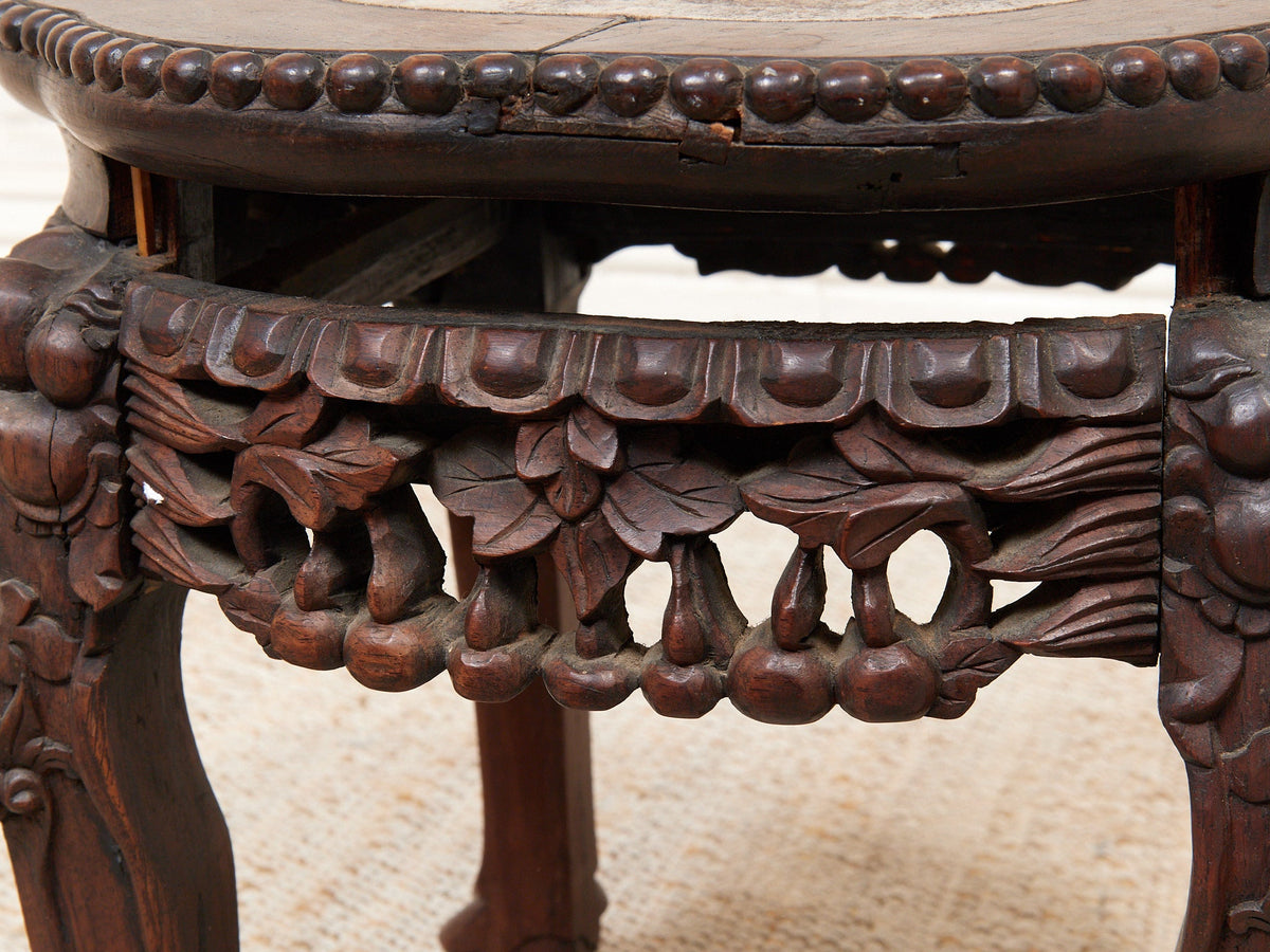 Chinese Rosewood Jardiniere Rouge Marble Center Late 19th Century