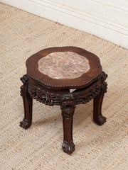 Chinese Rosewood Jardiniere Rouge Marble Center Late 19th Century