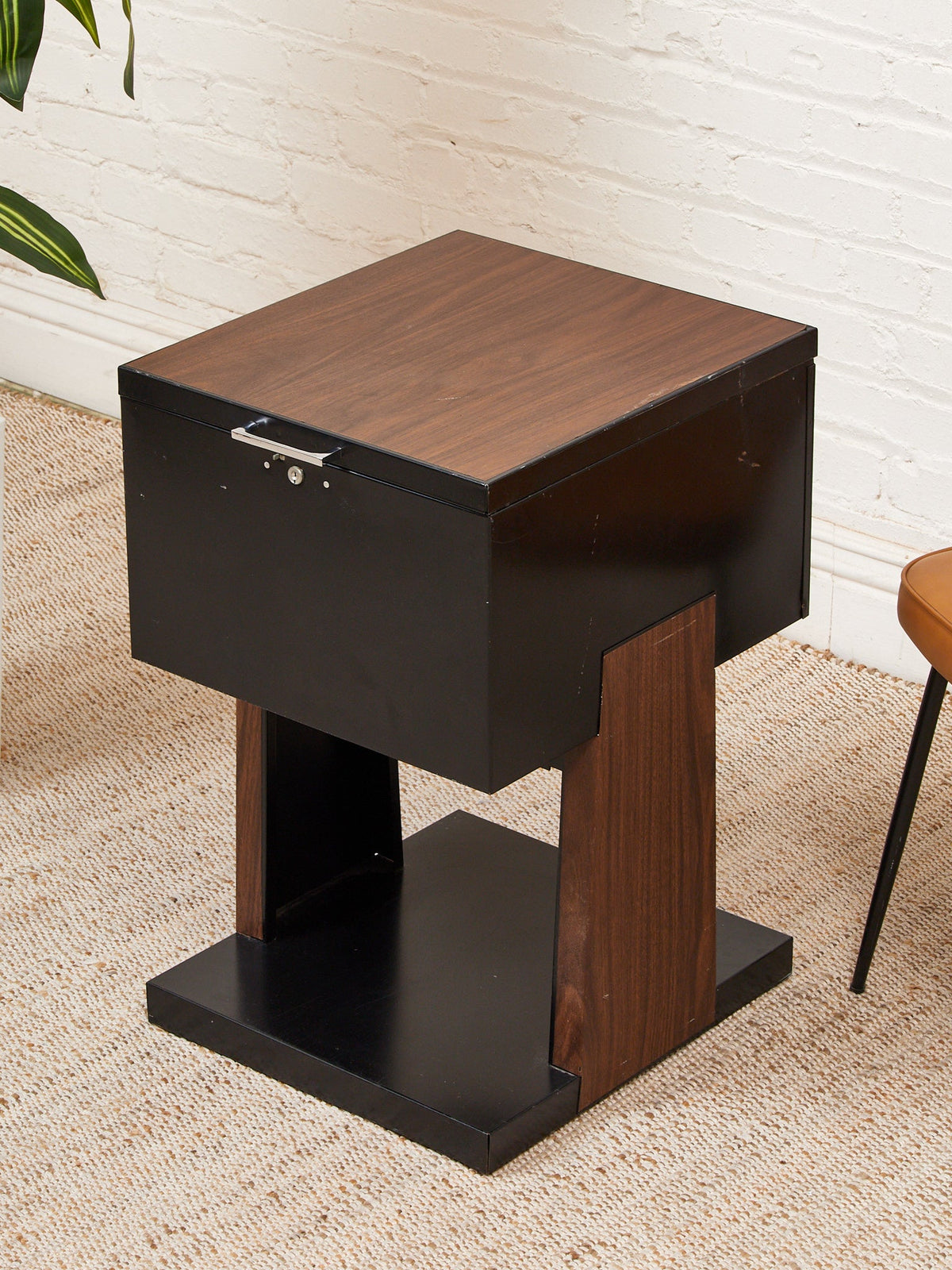 Black Atomic Filing Cabinet 1970s