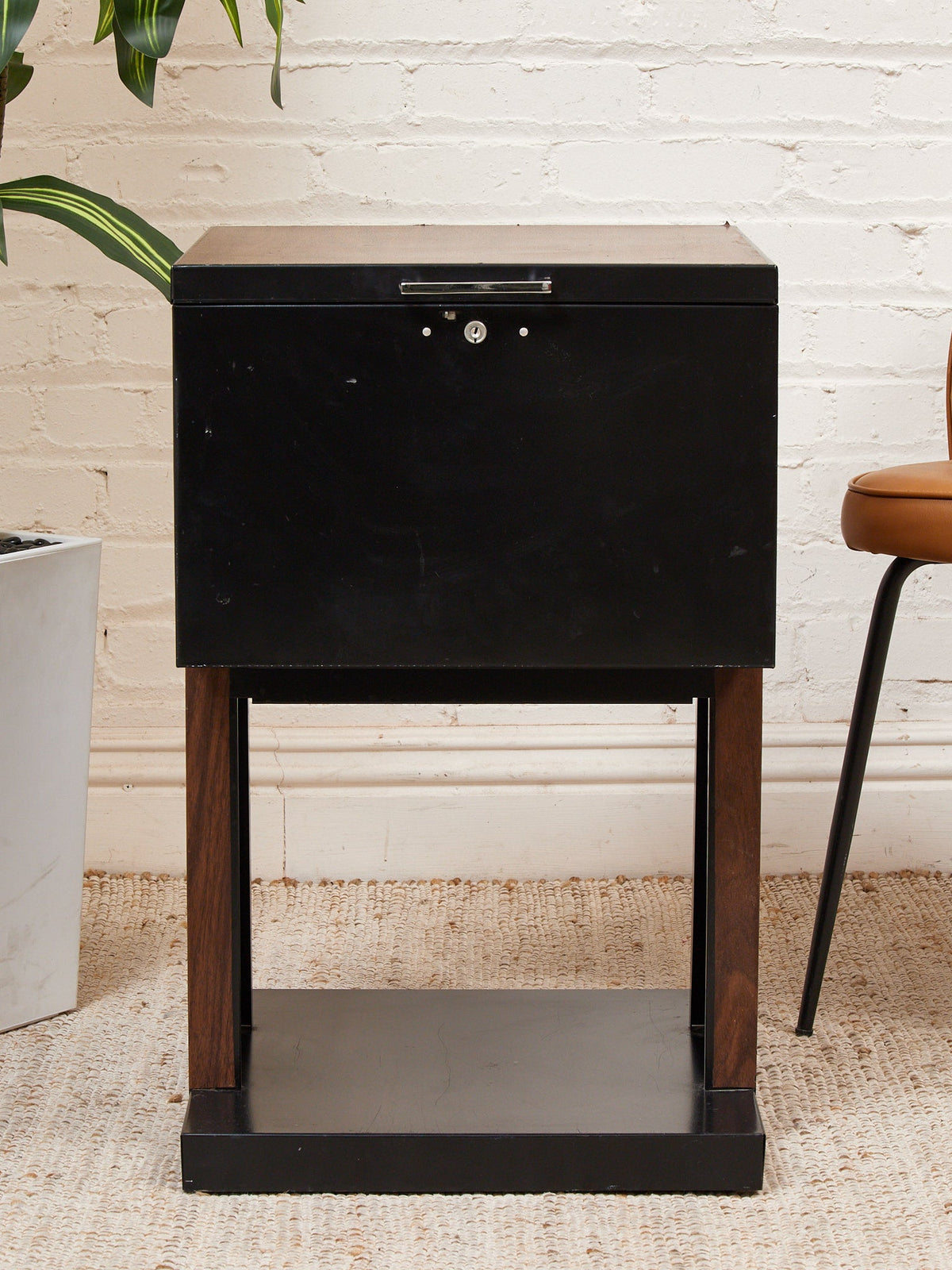 Black Atomic Filing Cabinet 1970s