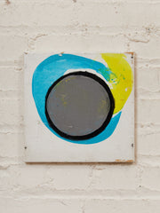 Eclipse Study Minimalist Abstract Painting in Black Gray White and Yellow