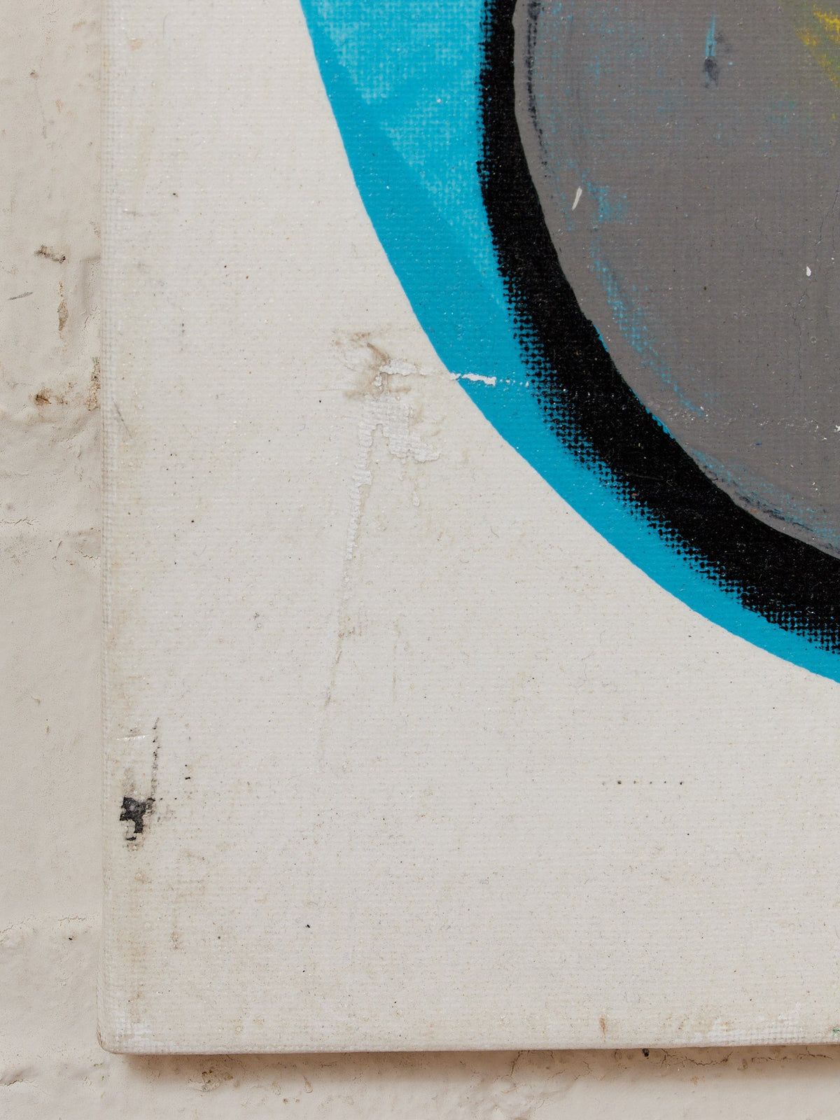 Eclipse Study Minimalist Abstract Painting in Black Gray White and Yellow