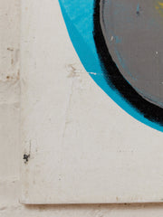 Eclipse Study Minimalist Abstract Painting in Black Gray White and Yellow