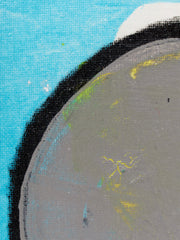Eclipse Study Minimalist Abstract Painting in Black Gray White and Yellow