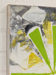Citrus Burst Abstract Expressionist Painting in Lime Green Yellow Black and White