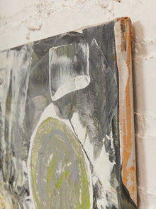 Citrus Burst Abstract Expressionist Painting in Lime Green Yellow Black and White