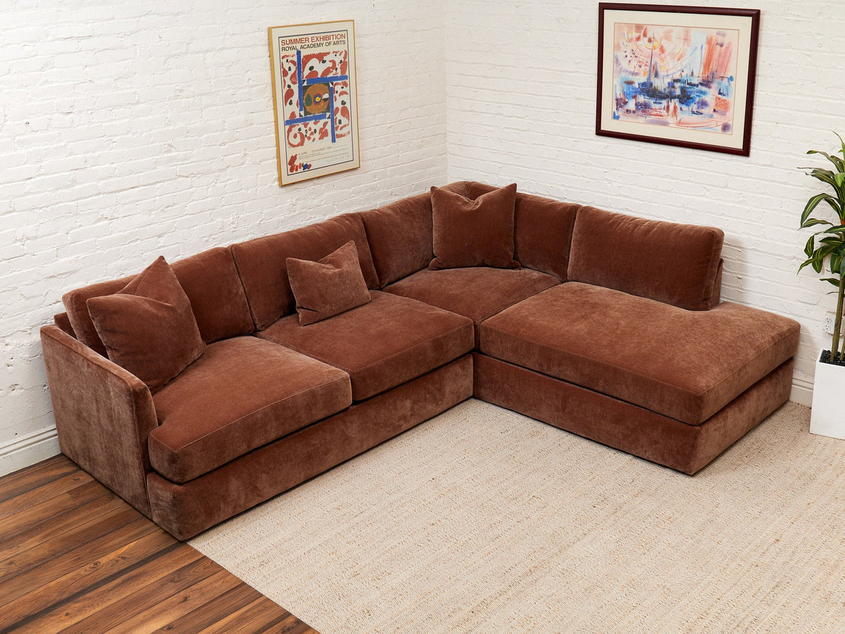 Michonne Sectional Sofa (RAF armless chaise, LAF sofa) in Amici Tobacco