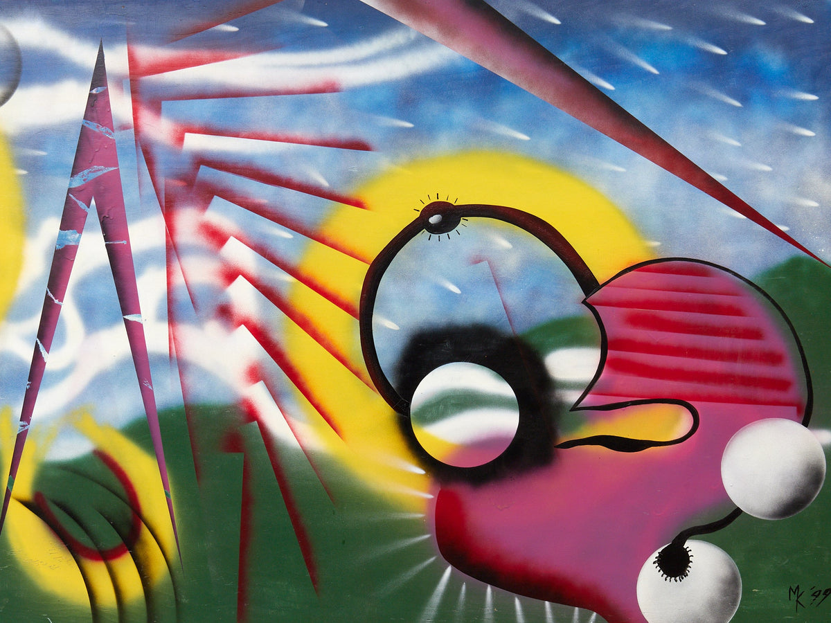 Solar Orbit Surreal Abstract Painting with Geometric Forms