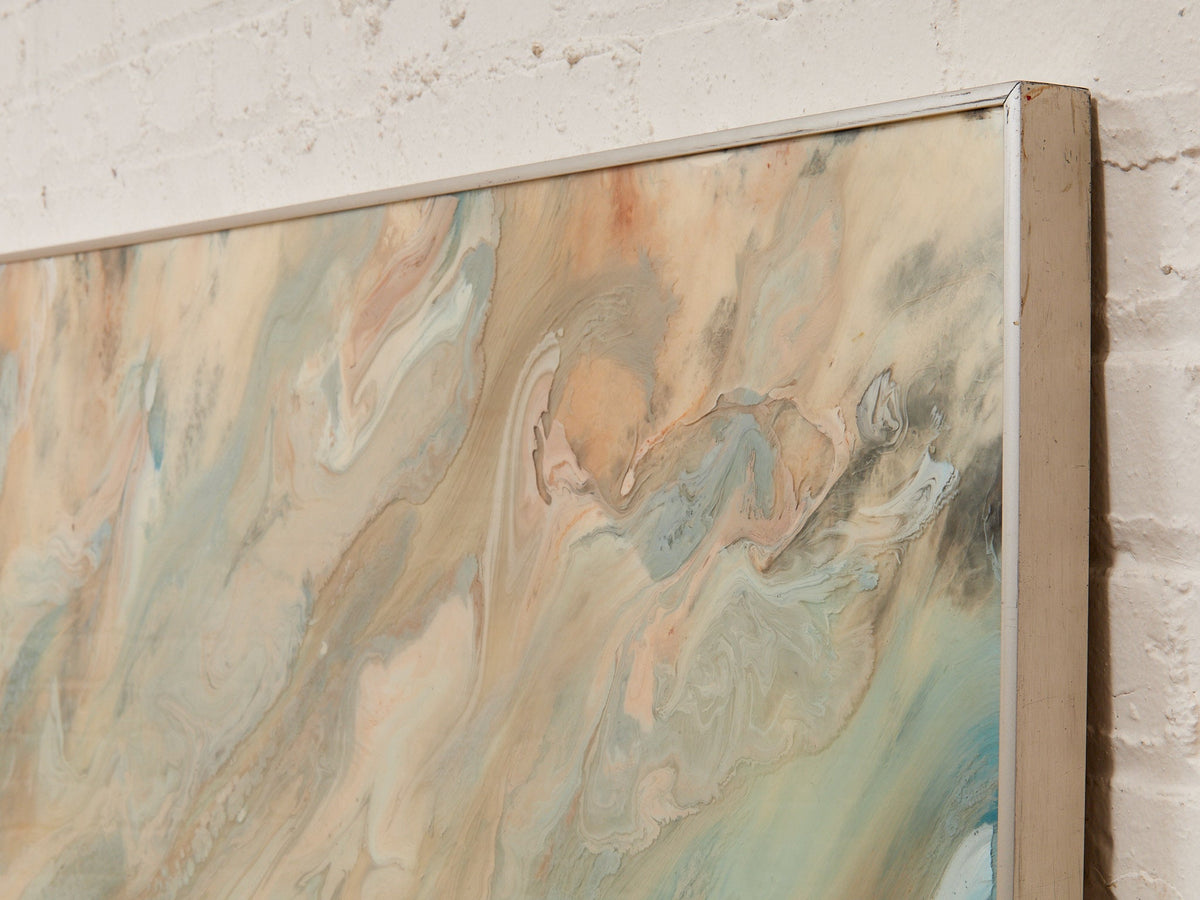 Mineral Drift Large Abstract Painting in Blue Gray Cream and Blush